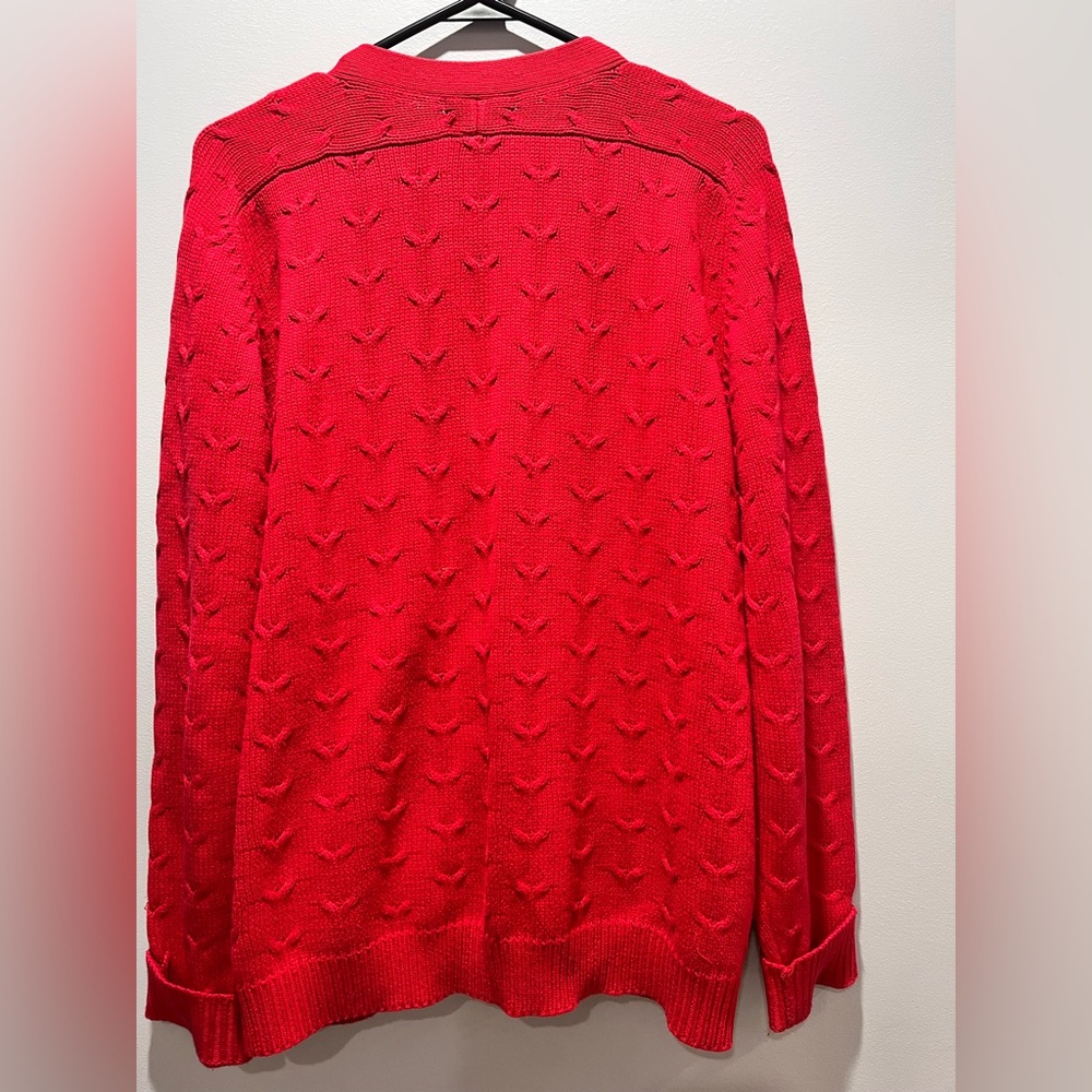 Women's Red Vintage Charter Club, Large Size Button‎ Cardigan.100% Cotton - Picture 10 of 10
